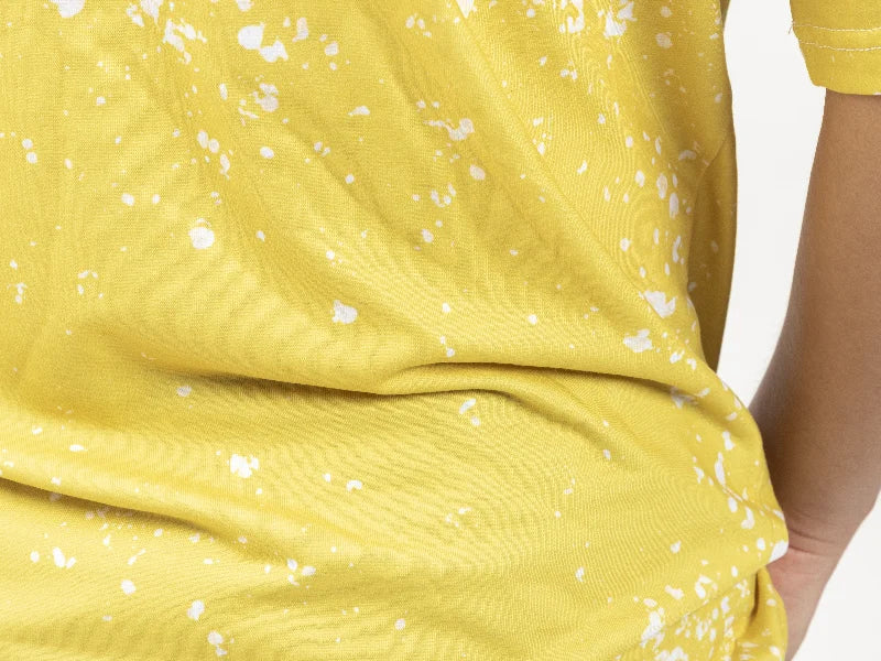 Yellow Bleached Starry Cotton Feeling T-shirt for Sublimation Printing