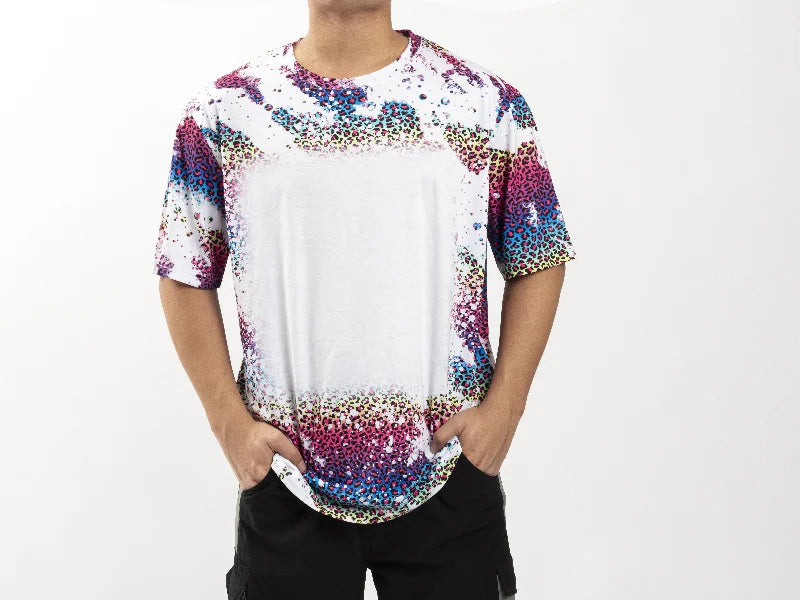 Wild Purple Bleached Leopard Cotton Feeling T-shirt for Sublimation Printing