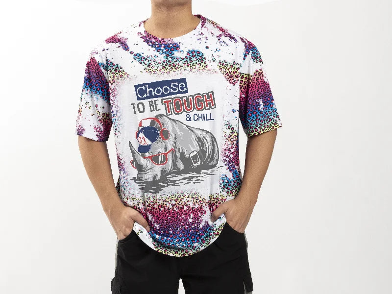 Wild Purple Bleached Leopard Cotton Feeling T-shirt for Sublimation Printing