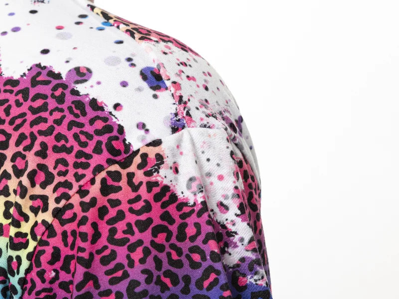 Wild Purple Bleached Leopard Cotton Feeling T-shirt for Sublimation Printing