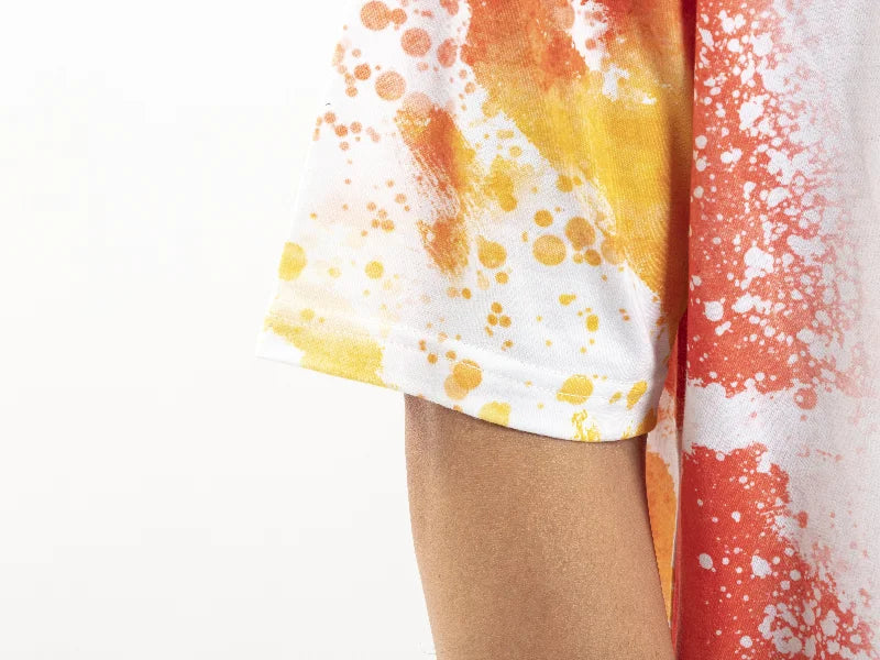 Dreams Orange Bleached Leopard Cotton Feeling T-shirt for Sublimation Printing