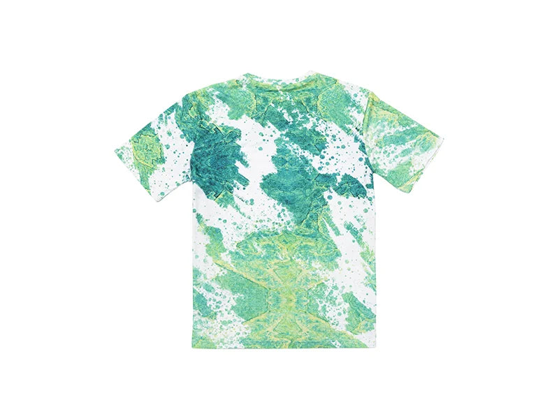 Summer Green Bleached Leopard Cotton Feeling T-shirt for Sublimation Printing