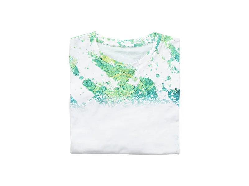 Summer Green Bleached Leopard Cotton Feeling T-shirt for Sublimation Printing