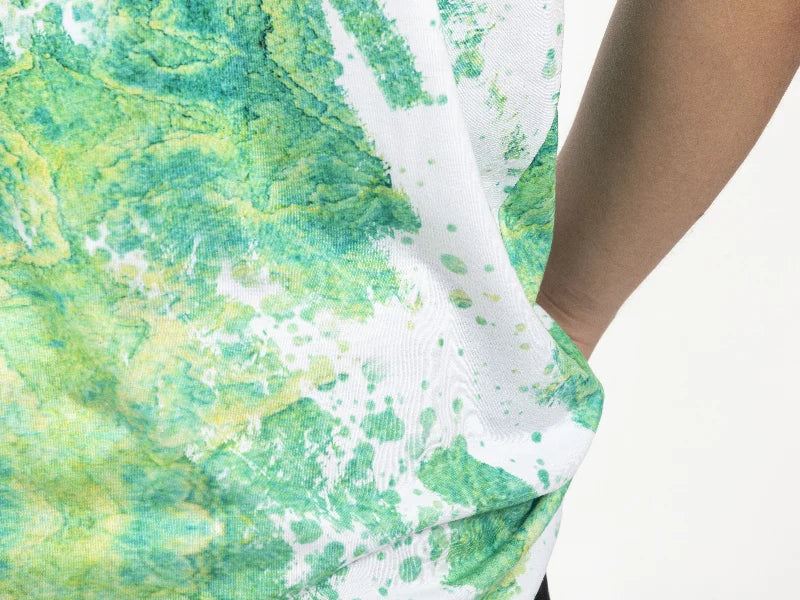 Summer Green Bleached Leopard Cotton Feeling T-shirt for Sublimation Printing