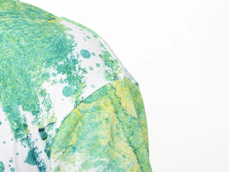 Summer Green Bleached Leopard Cotton Feeling T-shirt for Sublimation Printing