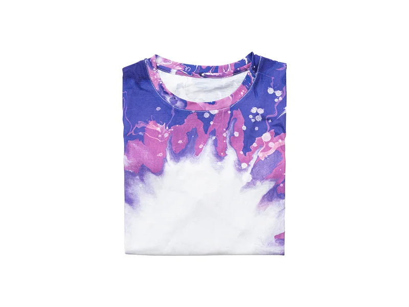 Blue Bleached Bloom Cotton Feeling T-shirt for Sublimation Printing
