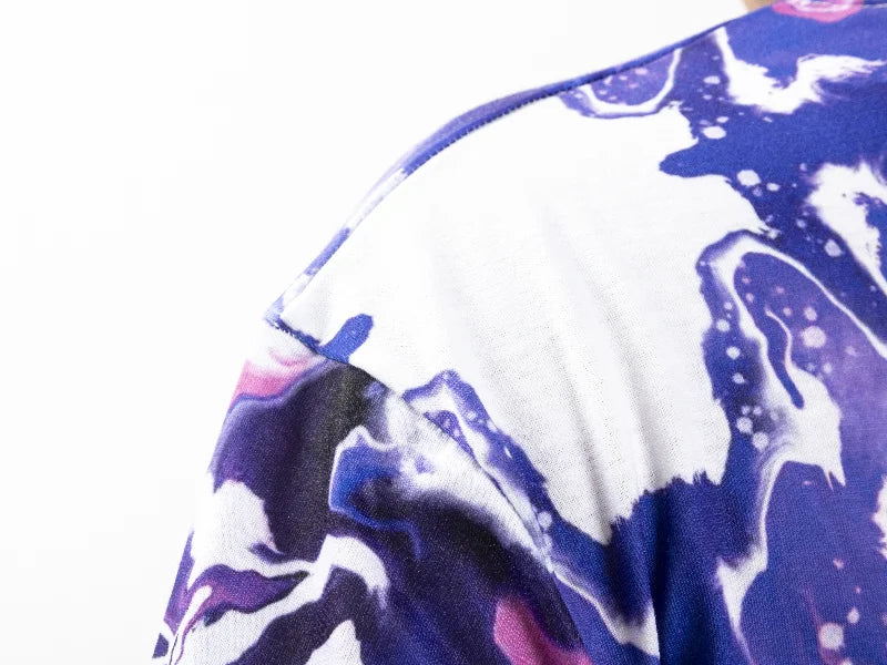 Blue Bleached Bloom Cotton Feeling T-shirt for Sublimation Printing