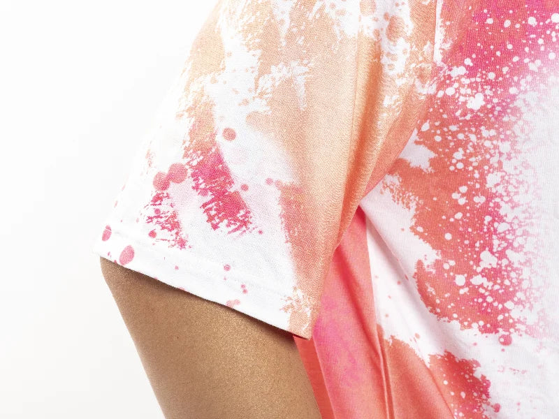 Dreamy Pink Bleached Leopard Cotton Feeling T-shirt for Sublimation Printing