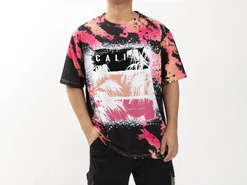 Wild Black Bleached Leopard Cotton Feeling T-shirt for Sublimation Printing