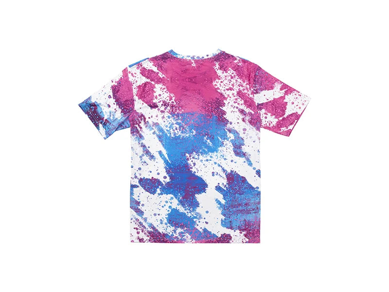 Blue Pink Bleached Leopard Cotton Feeling T-shirt for Sublimation Printing
