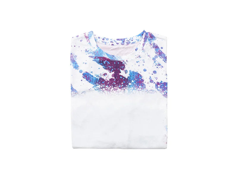 Blue Pink Bleached Leopard Cotton Feeling T-shirt for Sublimation Printing