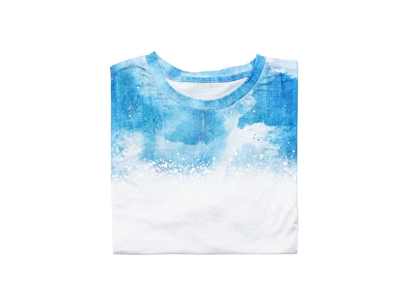 Blue Bleached Mist Cotton Feeling T-shirt for Sublimation Printing