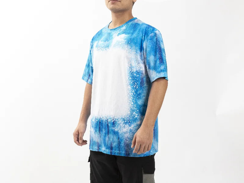 Blue Bleached Mist Cotton Feeling T-shirt for Sublimation Printing