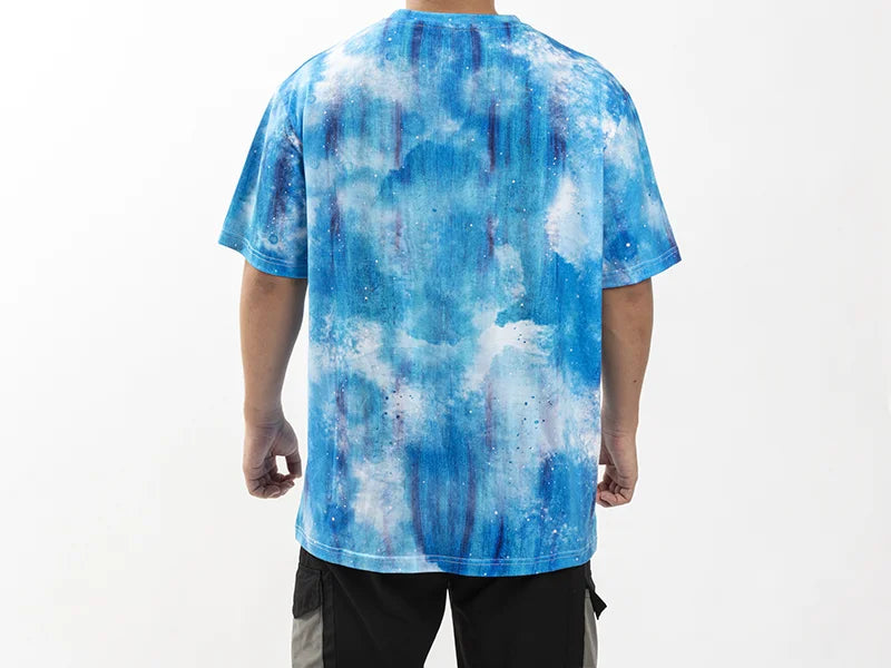 Blue Bleached Mist Cotton Feeling T-shirt for Sublimation Printing