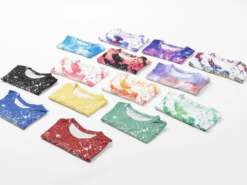 Red Bleached Bloom Cotton Feeling T-shirt for Sublimation Printing