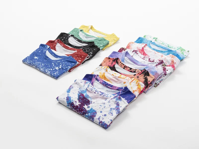 Green Bleached Starry Cotton Feeling T-shirt for Sublimation Printing