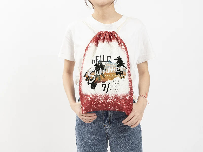 Sublimation Blanks Bleached Starry Linen Drawstring Bag