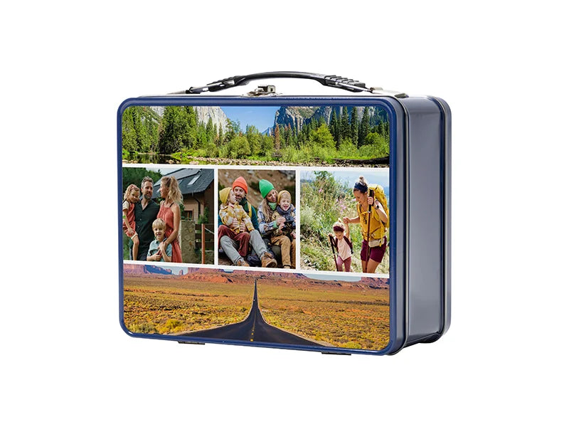 Sublimation Blanks Metal Lunch Box (Blue, 22*17.5*9.6cm)