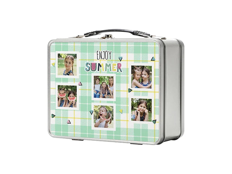 Sublimation Blanks Metal Lunch Box (Silver, 22*17.5*9.6cm)