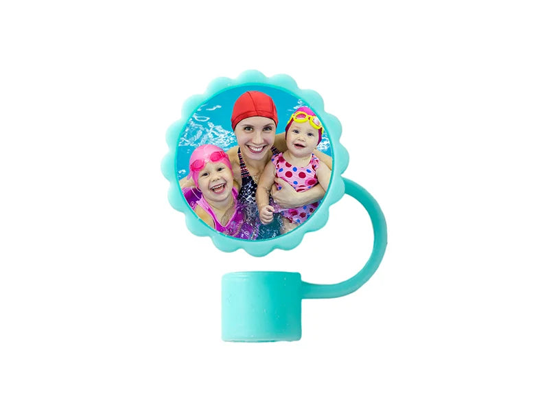 Silicone Straw Cover w/ Insert(Mint Green,Sunflower shape)