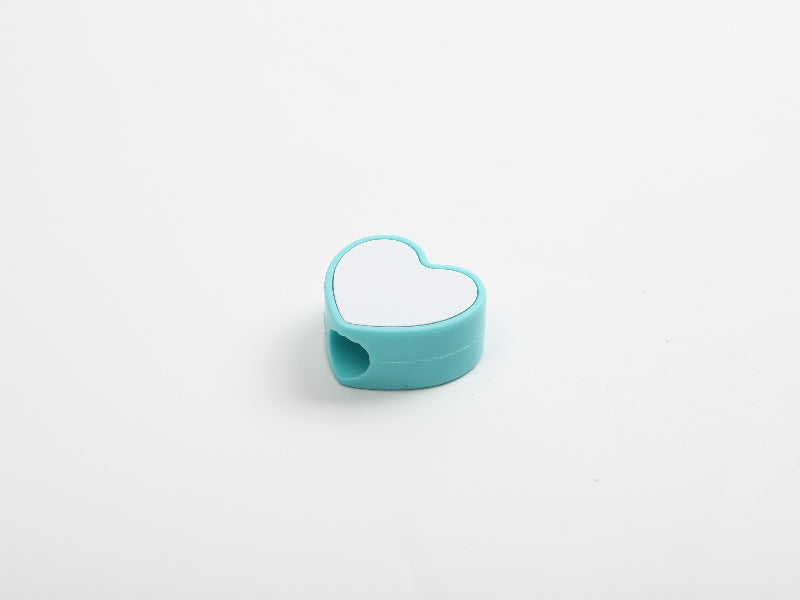 Sublimation Blanks Silicone Straw Cover w/ Insert(Green,Heart Shape)