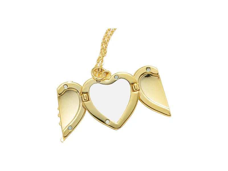 Sublimation Heart Angel Wings Necklace (Gold)