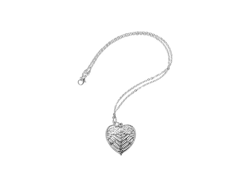 Sublimation Heart Angel Wings Necklace (Silver)