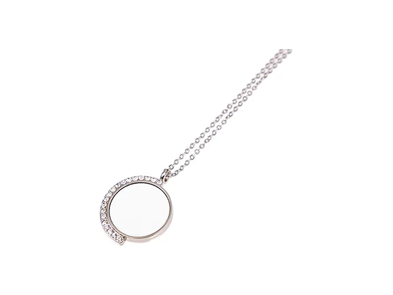 Sublimation Blank Round Necklace w/ diamond (Silver)