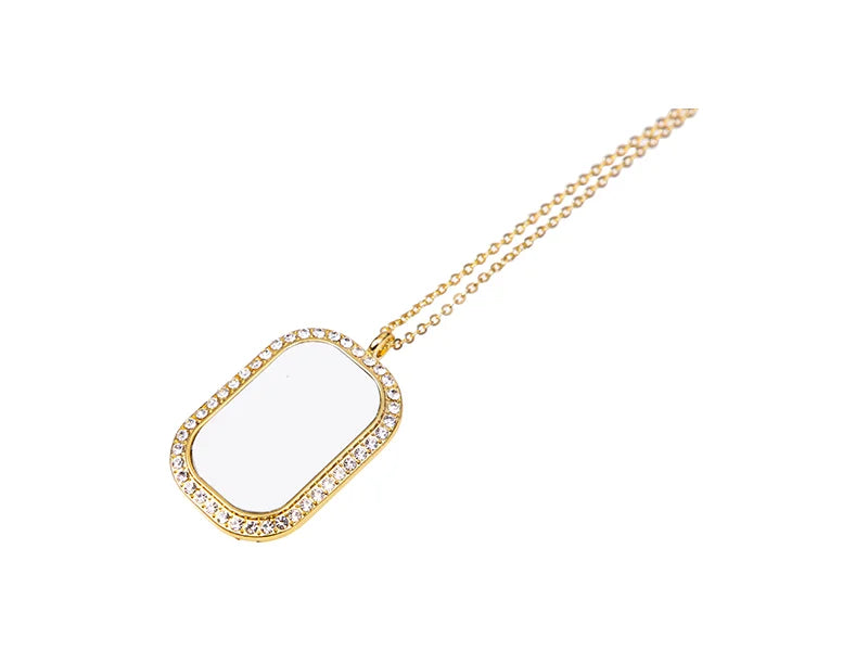 Sublimation Blank Square Necklace w/ diamond (Gold)