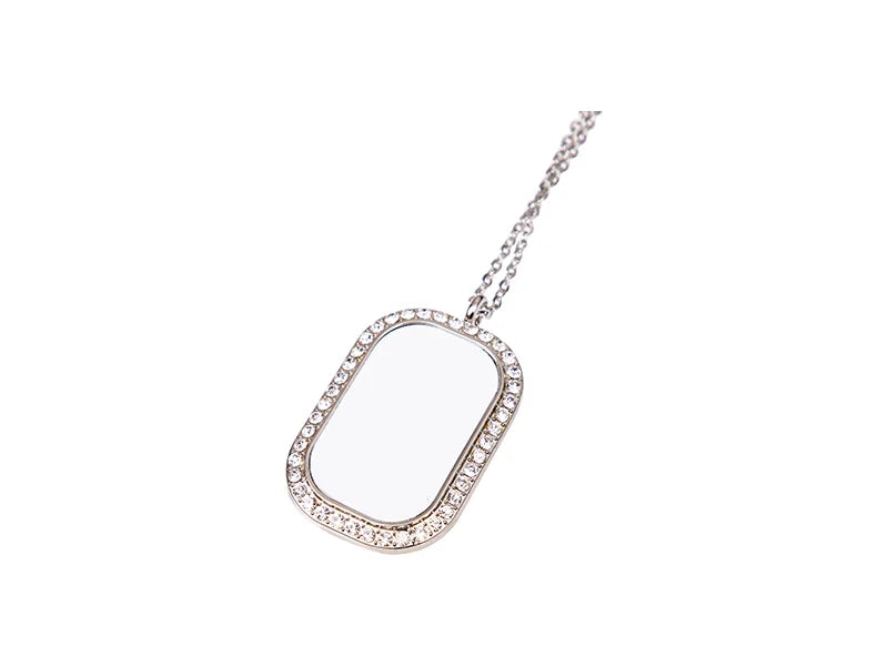Sublimation Blank Square Necklace w/ diamond (Silver)