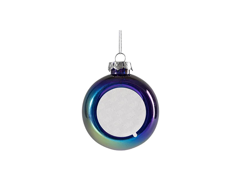 Sublimation 8cm Plastic Holographic Christmas Ball Ornament w/o Insert (Clear,Blue)