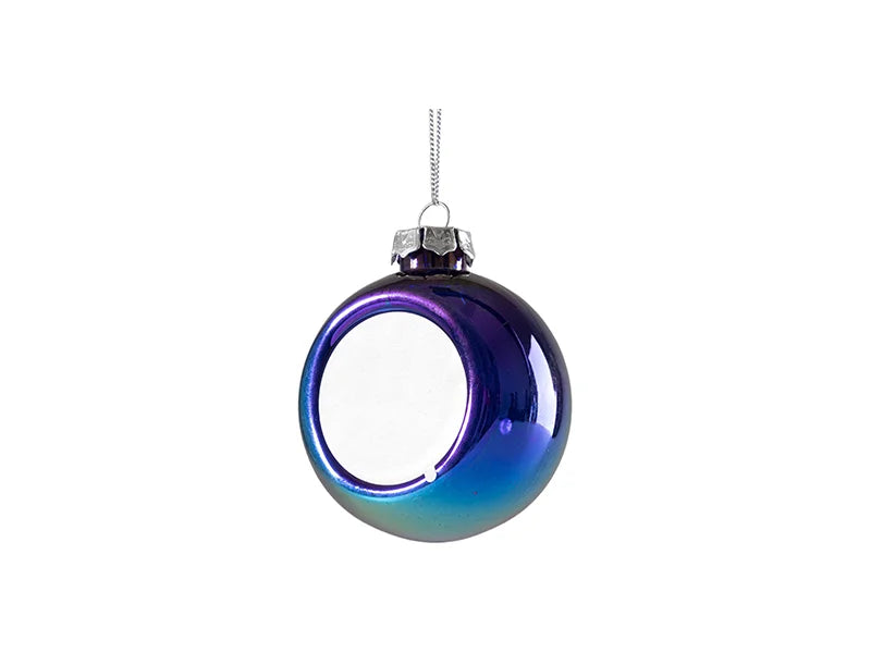 Sublimation 8cm Plastic Holographic Christmas Ball Ornament w/o Insert (Clear,Blue)