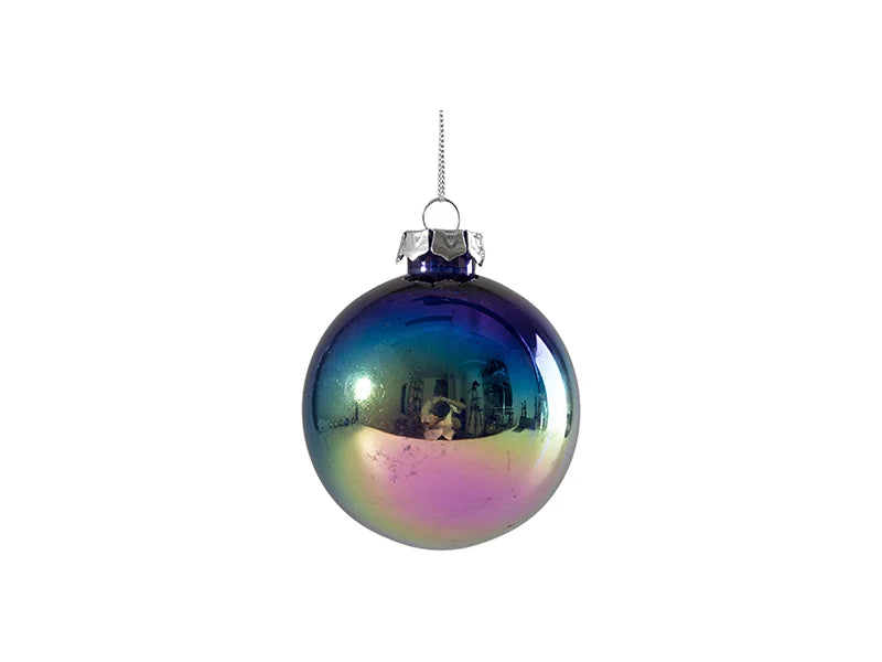 Sublimation 8cm Plastic Holographic Christmas Ball Ornament w/o Insert (Clear,Blue)