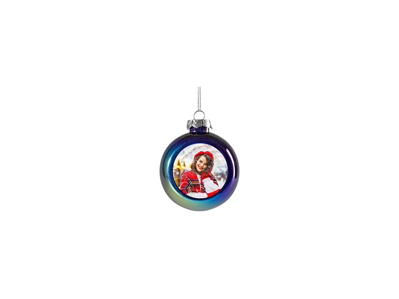 Sublimation 8cm Plastic Holographic Christmas Ball Ornament w/o Insert (Clear,Blue)