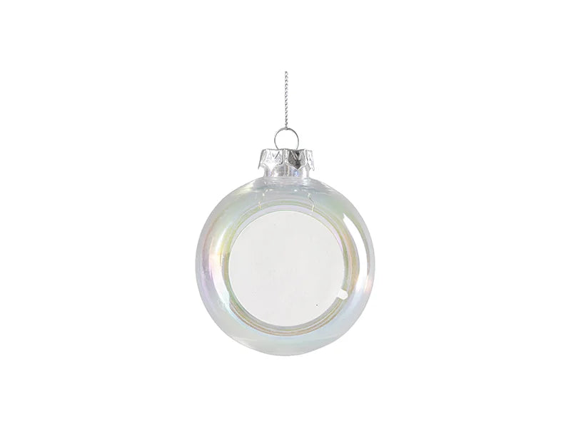 Sublimation 8cm Plastic Holographic Christmas Ball Ornament w/o Insert (Clear)
