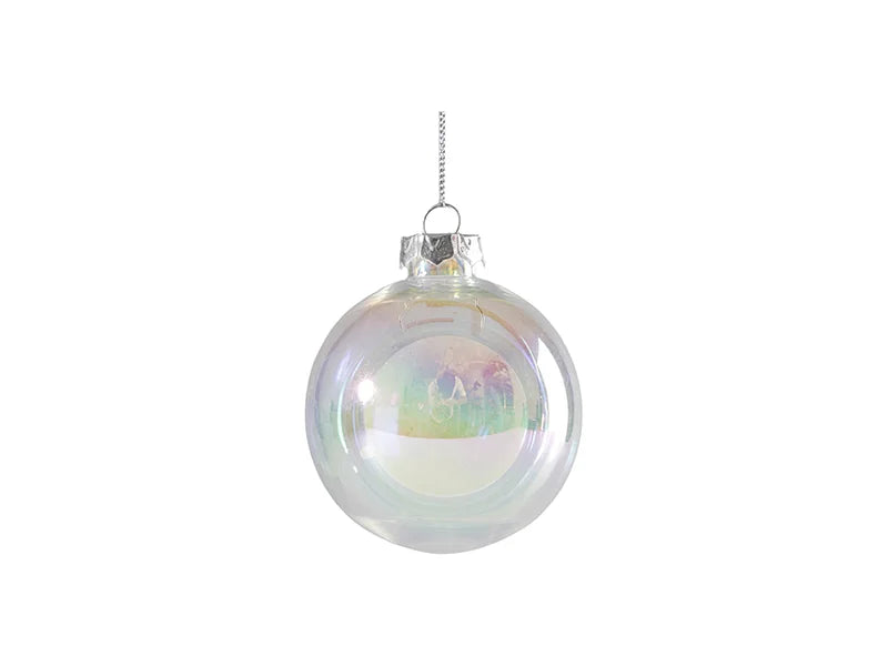 Sublimation 8cm Plastic Holographic Christmas Ball Ornament w/o Insert (Clear)