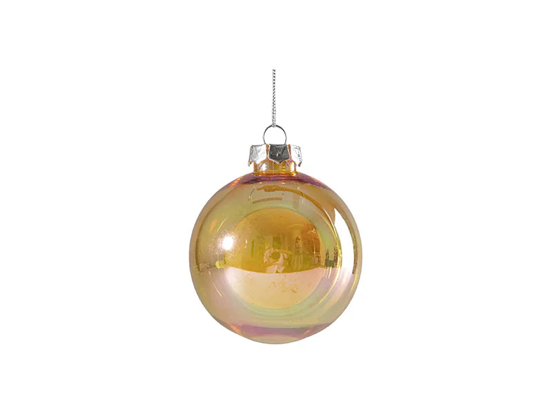 Sublimation 8cm Plastic Holographic Christmas Ball Ornament w/o Insert (Clear,Gold)