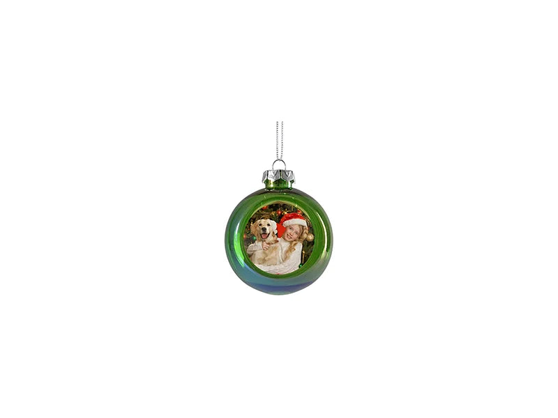 Sublimation 8cm Plastic Holographic Christmas Ball Ornament w/o Insert (Clear, Green)