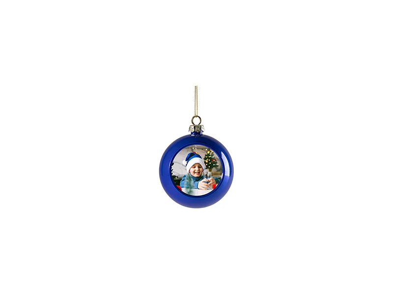 Sublimation 8cm Plastic Sparkling Christmas Ball Ornament w/o Insert (Dark Blue)