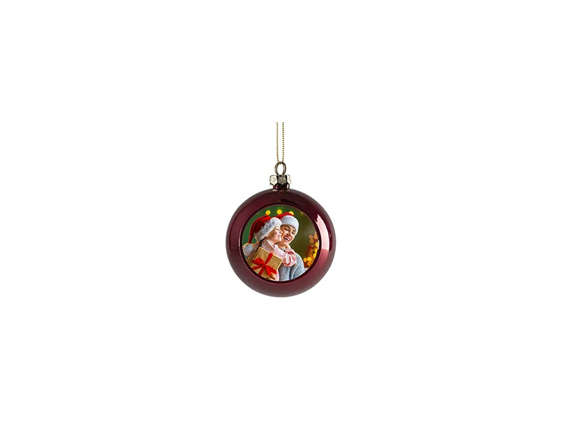Sublimation 8cm Plastic Sparkling Christmas Ball Ornament w/o Insert (Red)