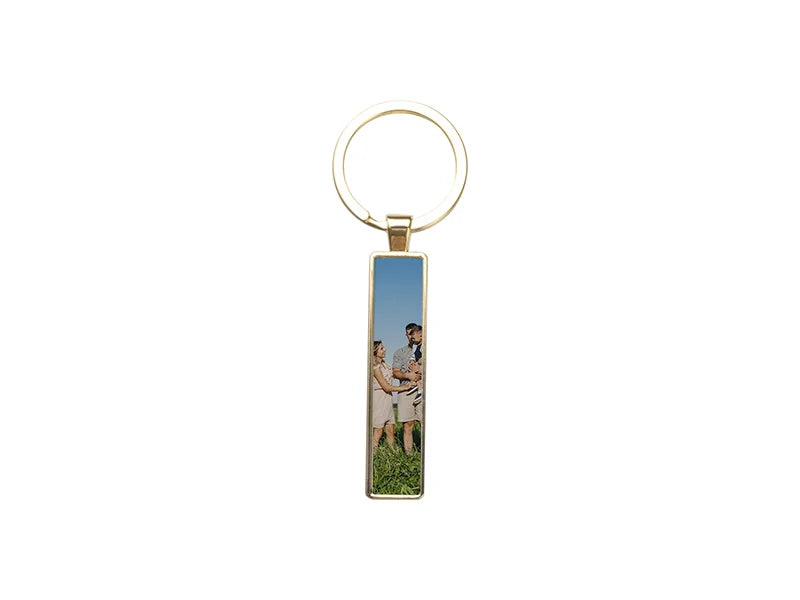 Sublimation Blanks Double Sided Aluminium insert Key Chain 1.3x6.3cm-Gold